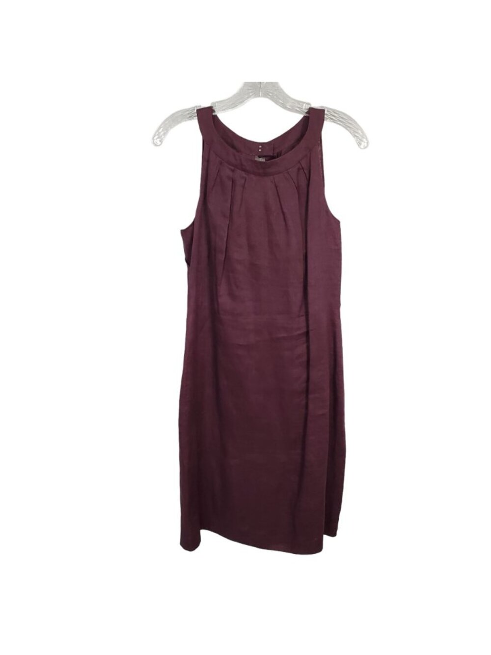Ann Taylor Loft Size 8 Dress Linen Layered Sleeveless Lined Sheath Knee Purple - Picture 2 of 8